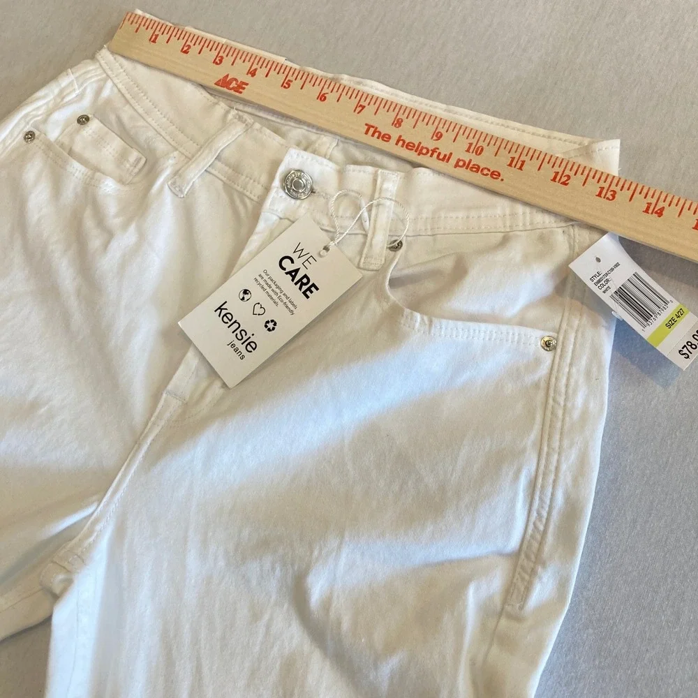 NEW Kensie Jeans 4/27 (26x27) Violet High Rise Skinny White Raw Hem Denim NWT
